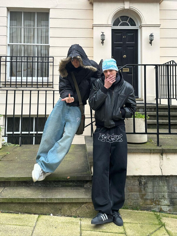 Blugi largi, casual, cu picioare late, pentru bărbați, blugi cu imprimeu hip hop, retro, la moda, negru, blugi cu talie înaltă, Y2k, îmbrăcăminte pentru bărbați 2023