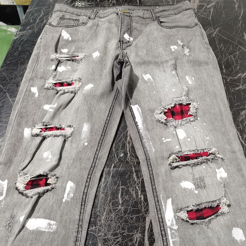 Rebenenud teksad Meeste veniv kõhn hall Sinine Must Hip Hop Denimpüksid Tänavarõivad vabaaja Slim Fit teksad meestele Jogging teksad