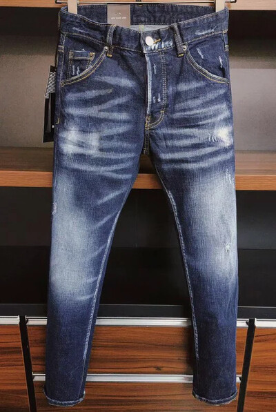 Férfi szakadt farmerek Minőségi férfi klasszikus luxus márka Kék farmer nadrág Férfi utcai divat Slim Fit Stretch Skinny farmer 44-54 méret