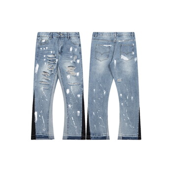 Contra Color Graffiti Painted Pantalones Hombre Baggy Jeans για Άντρες Τρύπα ίσια Y2k ταλαιπωρημένο τζιν παντελόνι μεγάλου μεγέθους