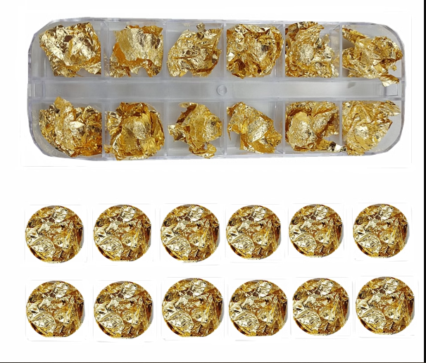 Rožinio aukso aukso sidabro folija nagų dailės sulaužyta folija 12 spalvų 