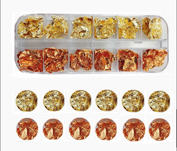 Rožinio aukso aukso sidabro folija nagų dailės sulaužyta folija 12 spalvų 