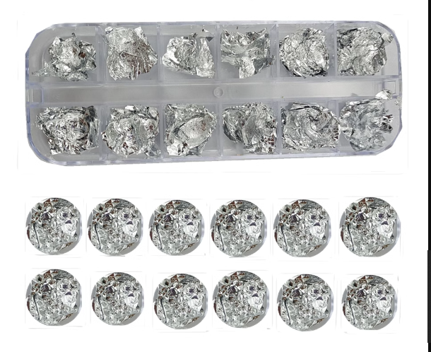 Rožinio aukso aukso sidabro folija nagų dailės sulaužyta folija 12 spalvų 