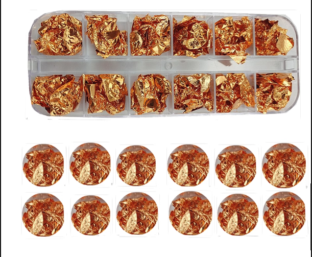 Rožinio aukso aukso sidabro folija nagų dailės sulaužyta folija 12 spalvų 