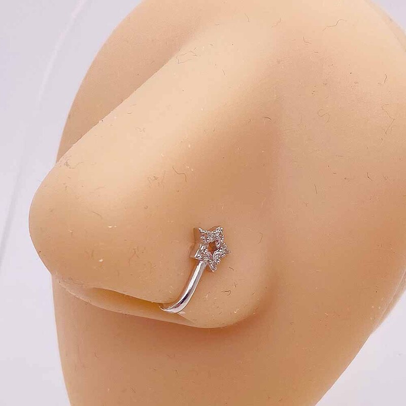 Tarpvalstybinis karštas išpardavimas atviras nosies žiedas netikras nosies nagas meilė kryžius triušis medumi inkrustuotas cirkonio nagas be auskarų