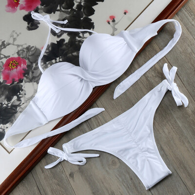 Bikini Ruching Bum Bikiinikomplekt Pad Push Up Bikini S kuni XXL Ujumisriided Naiste Bandage Ujumiskostüüm Ujumiskostüüm Naistele Ujumiskostüüm