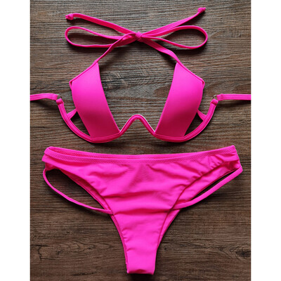 VIKINII Bikini scobiți 2024, haine de plajă sexy pentru fete, costume de baie pentru femei, costum de baie brazilian push up, set de bikini cu sârmă