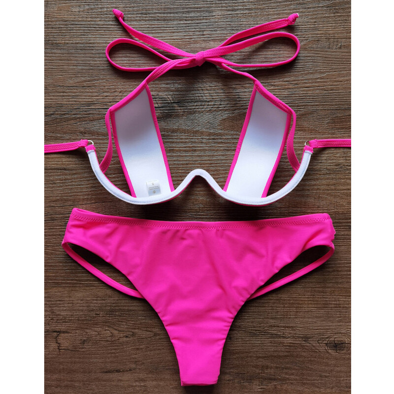 VIKINII Bikini scobiți 2024, haine de plajă sexy pentru fete, costume de baie pentru femei, costum de baie brazilian push up, set de bikini cu sârmă