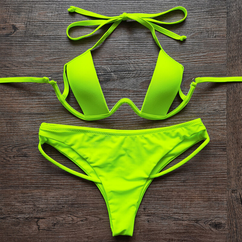 VIKINII Bikini scobiți 2024, haine de plajă sexy pentru fete, costume de baie pentru femei, costum de baie brazilian push up, set de bikini cu sârmă