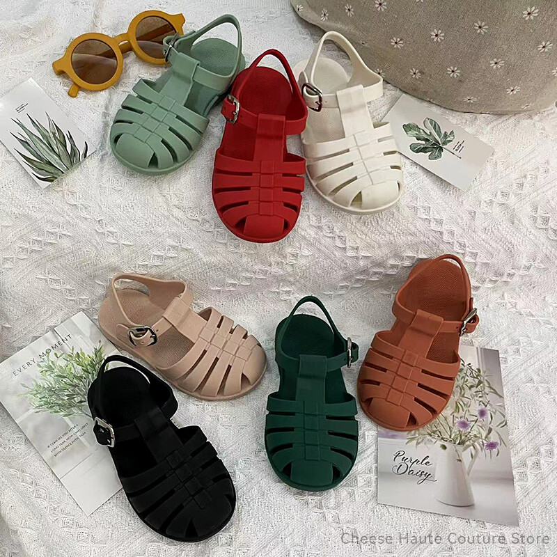 Beebitüdrukute suvesandaalid 2–7-aastastele väikelastele Pehmed, libisemiskindlad Princess Solid Kids Candy Jelly Lastejalatsid vabaaja Rooma sandaalid