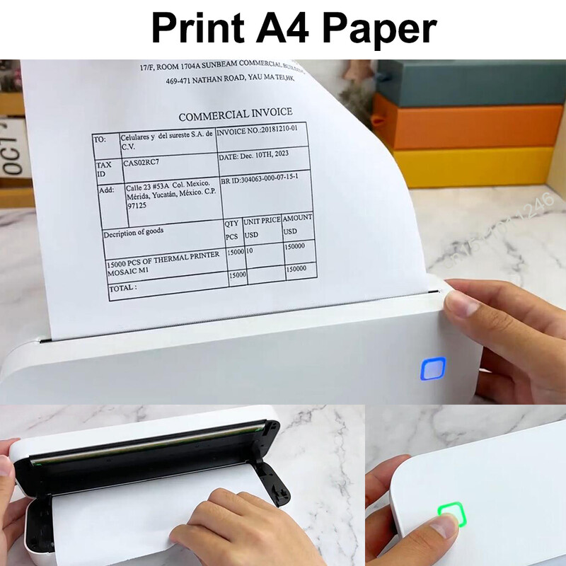 A4-es hordozható hőnyomtató Vezeték nélküli nyomtató PDF Weboldal Szerződés Képnyomtatók Hőpapír Nincs szükség tintára vagy tonerre az irodába
