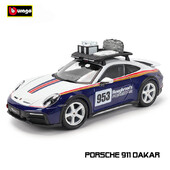 Bburago 1:24 Scale Porsche 911 Dakar Weissach sulamist võidusõiduauto sulam Luksussõiduk Diecast Car Model Mänguasjade kollektsioon Kingitus