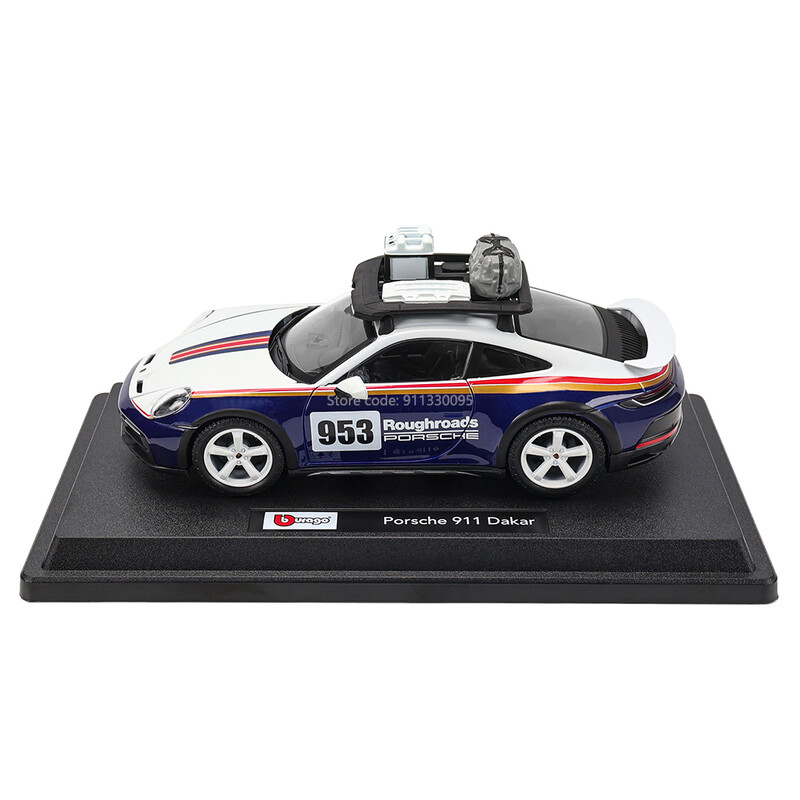 Bburago 1:24 Scale Porsche 911 Dakar Weissach sulamist võidusõiduauto sulam Luksussõiduk Diecast Car Model Mänguasjade kollektsioon Kingitus