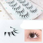 5 Pairs mākslīgās skropstas sievietēm Dabīgs japāņu nopietns grims Īss plāns Skropstu pieaudzēšana Cosplay mākslīgās skropstas