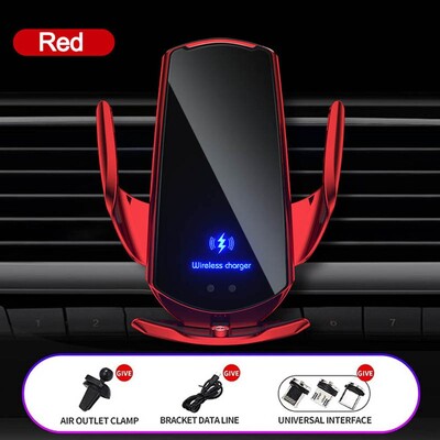 Q3 Έξυπνος αισθητήρας τηλεφώνου αυτοκινήτου Ασύρματος φορτιστής 15W γρήγορης φόρτισης αυτόματης σύσφιξης θήκη τηλεφώνου αυτοκινήτου για iPhone και όλα τα Qi Enable Android