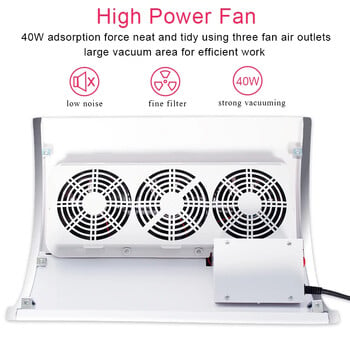 Ισχυρό Nail Suction Dust Collector Low Noisy 3/1 Fans Ισχυρή ηλεκτρική σκούπα νυχιών με 2 Dust Collecting Bag Dust Equipment Nail Art