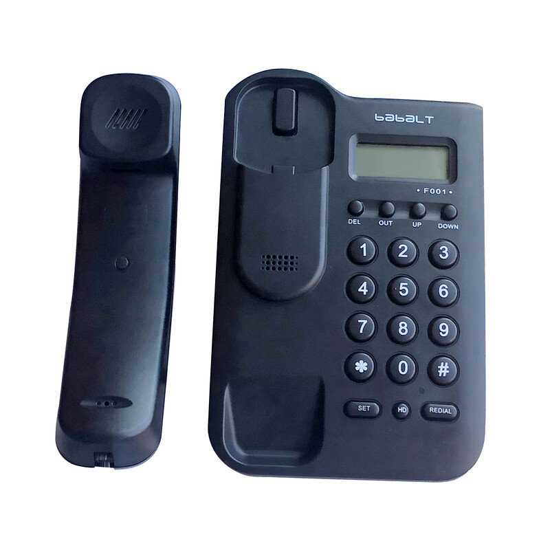 Telefon cu fir, Telefon negru de identificare a apelantului, Telefon fix analog pentru birou/montabil pe perete pentru acasă