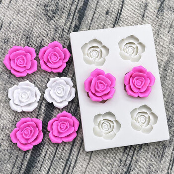 Mini Rose Camellia Daisy Flower Silicone Sugarcraft Форма за бисквитки Cupcake Шоколадова форма за печене на фондан Инструменти за декориране на торти