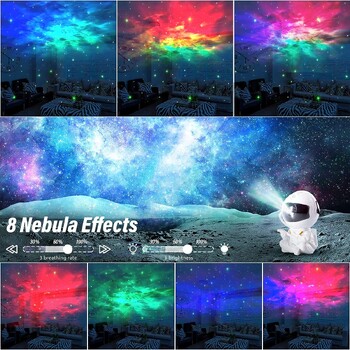 Star Projector Galaxy Night Light Αστροναύτης Διαστημικός προβολέας Starry Nebula Φωτιστικό οροφής LED για Υπνοδωμάτιο Σπίτι Διακοσμητικό παιδικό δώρο