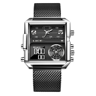 LIGE 2024 moodne kahe ekraaniga naiste käekell Relogio Feminino parima brändi luksuslikud loomingulised ruudukujulised naiste vabaajakellad