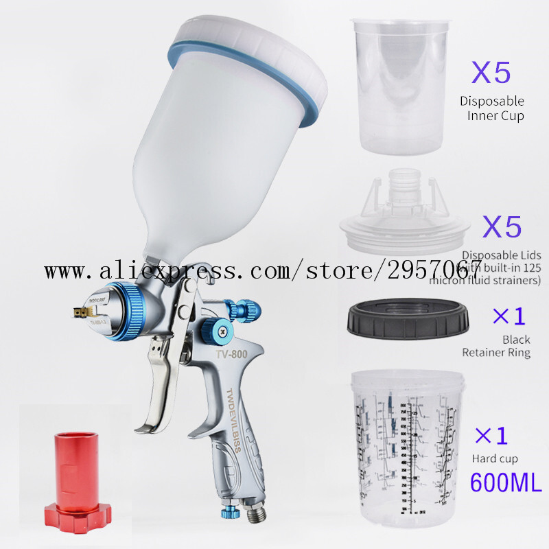 hvlp dažų purškimo pistoletas Automobilių dažymo pistoletas Gravity Feed dažų dezinfekavimo priemonė automotiva airbrush dažų purkštuvai su išsegamu dažų puodeliu