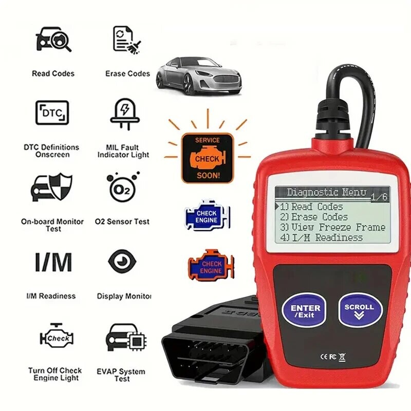 1 kompiuterio automobilio gedimų diagnostikos prietaisas Obd2 išvalyti gedimų kodus diagnostikos nuskaitymo įrankiai, universali versija