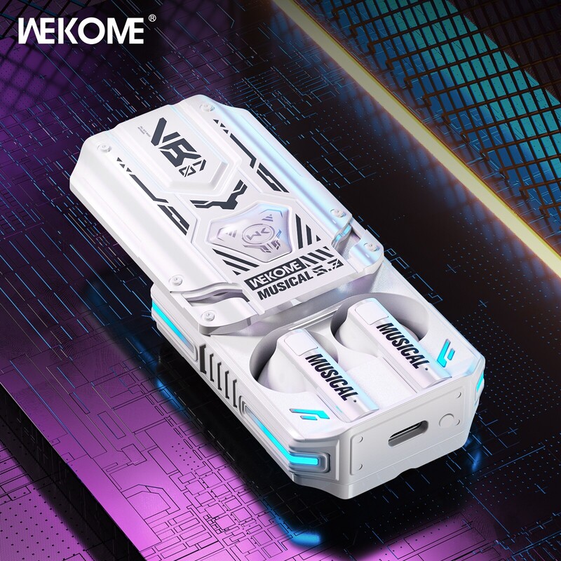 WEKOME belaidės „Bluetooth“ ausinės Mecha stiliaus muzikinės ausinės, slankiklio atidarymas, mažos delsos jutiklinis valdymas pirštu, skirtas žaidėjams