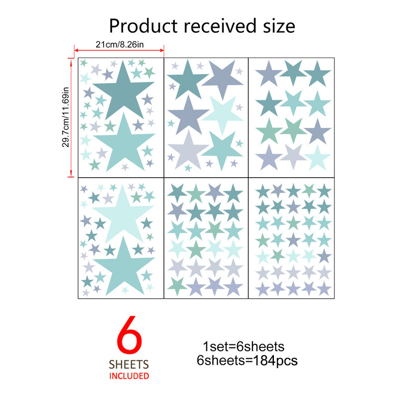 Πολύχρωμα Πέντε Αστέρια Δημιουργικά αυτοκόλλητα τοίχου Σετ με 6 Σαλόνι Υπνοδωμάτιο Παιδικό Δωμάτιο Διακοσμητικά αυτοκόλλητα τοίχου Αυτοκόλλητα αυτοκόλλητα τοίχου