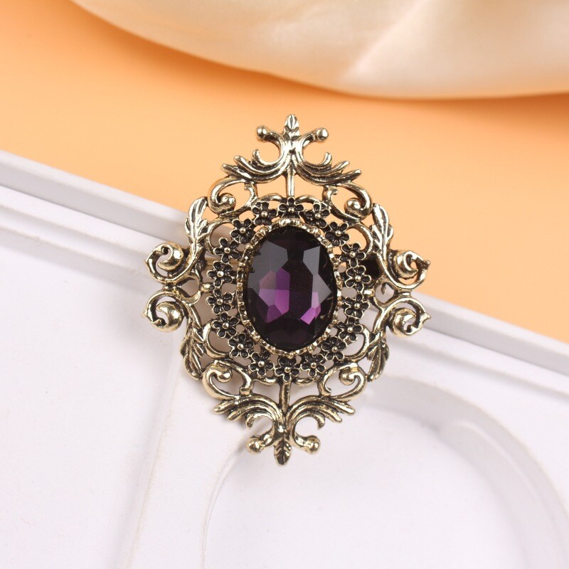 Broșă din cristal de aur galvanizat, broșă vintage pentru femei, accesorii individuale la modă, gata pentru en-gros