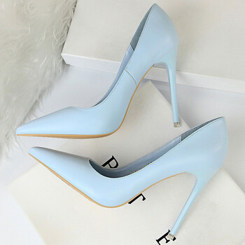 2023 Γυναικείες 7,5cm 10,5cm Ψηλοτάκουνα Pumps Lady Wedding Bridal Scarpins Stripper Χαμηλά τακούνια Plus Size Fetish Party Μπλε ροζ παπούτσια