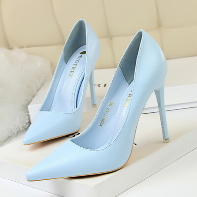 2023 Γυναικείες 7,5cm 10,5cm Ψηλοτάκουνα Pumps Lady Wedding Bridal Scarpins Stripper Χαμηλά τακούνια Plus Size Fetish Party Μπλε ροζ παπούτσια