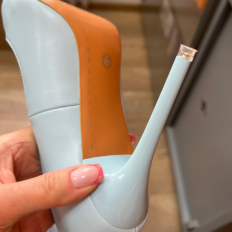 2023 Moterys 7,5 cm 10,5 cm aukštakulniai Pompos Moterys Vestuvių Scarpins Stripper Žemakulniai plius dydžio Fetish Party Mėlyni rožiniai batai