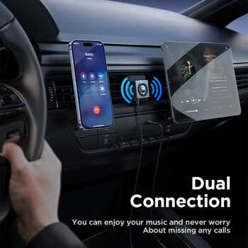 Joyroom 5.3 AUX Bluetooth Προσαρμογέας αυτοκινήτου Πομπός FM Διπλό μικρόφωνο HiFi Deep Bass Δέκτης Bluetooth Μουσική αυτοκινήτου Hands-free