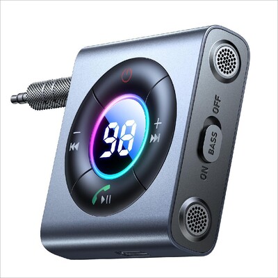 Joyroom 5.3 AUX Bluetooth Προσαρμογέας αυτοκινήτου Πομπός FM Διπλό μικρόφωνο HiFi Deep Bass Δέκτης Bluetooth Μουσική αυτοκινήτου Hands-free