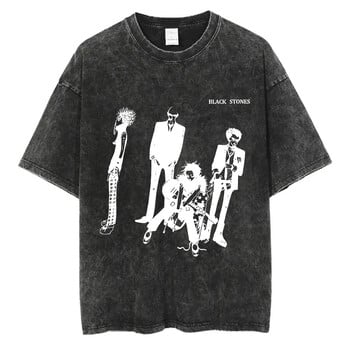 Ιαπωνικό Anime Nana Osaki Print Vintage Washed Tshirt Harajuku Streetwear Graphic T-shirt Καλοκαιρινό κοντομάνικο μπλουζάκι από βαμβάκι