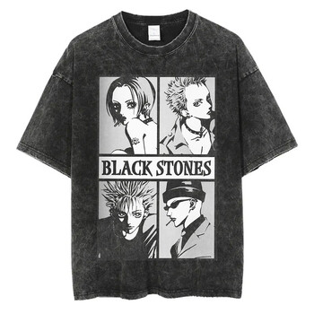 Японско аниме Nana Osaki Print Vintage Washed Tshirt Harajuku Streetwear Графична тениска Лятна памучна тениска с къс ръкав