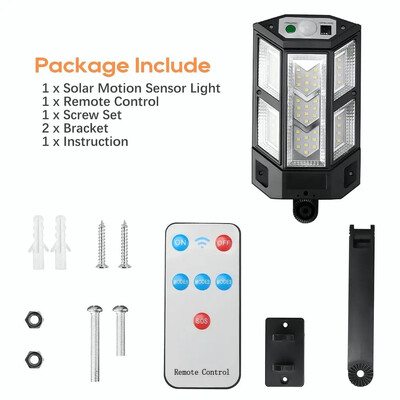 2024 Νέα ισχυρά ηλιακά φώτα εξωτερικού χώρου με αισθητήρα κίνησης 3 Λειτουργία Τηλεχειριστήριο Αδιάβροχο Super Bright Φωτιστικό Κήπου
