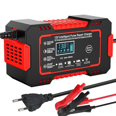 Punjač za automobilske baterije 12V 6A Pulse Repair LCD zaslon Smart Fast Charge AGM Deep Cycle GEL Punjač s olovnom kiselinom za auto motocikl