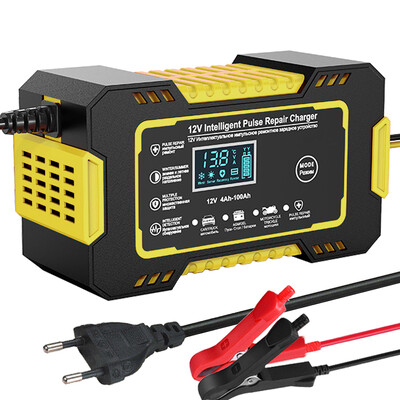 Auto akulaadija 12V 6A impulss-remondi LCD-ekraan Smart Fast Charge AGM süvatsükli geel-plii-happelaadija auto mootorrattale