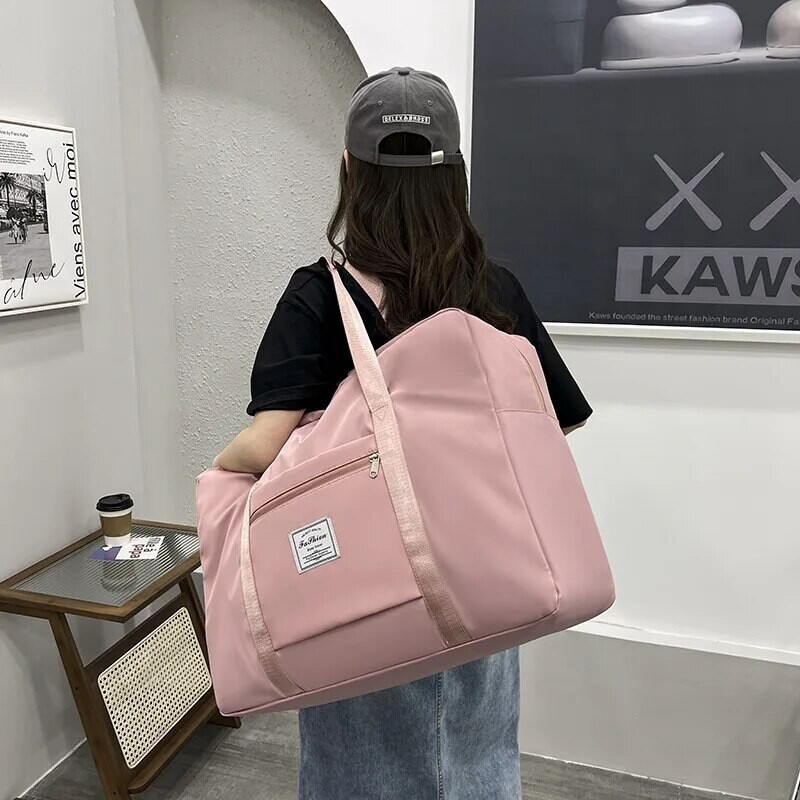 1 vnt Rožinė/mėlyna/pilka kelioninis didelės talpos krepšys Užtrauktukas Nešiojamas sportinis krepšys Universali sporto salės rankinė maža, vidutinė ir didelė