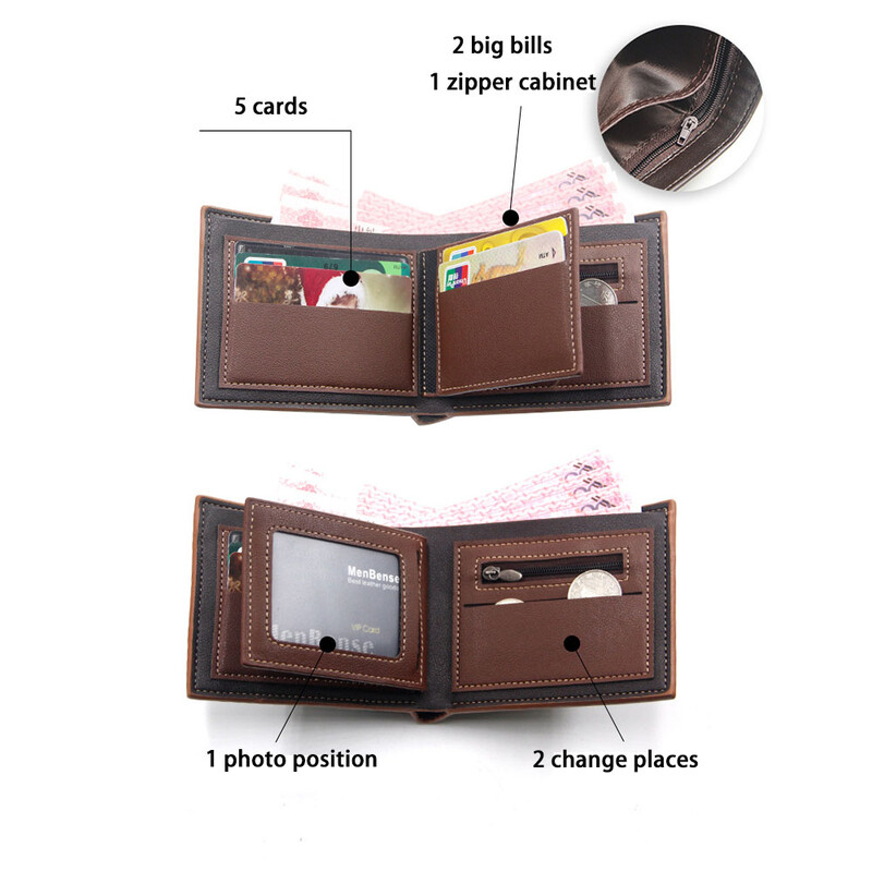 Meeste lühike matt, suure mahutavusega nahast rahakott, mitme pesaga münditaskuga fotohoidik, väike meeste rahakott, vanaaegne rahakott meestele