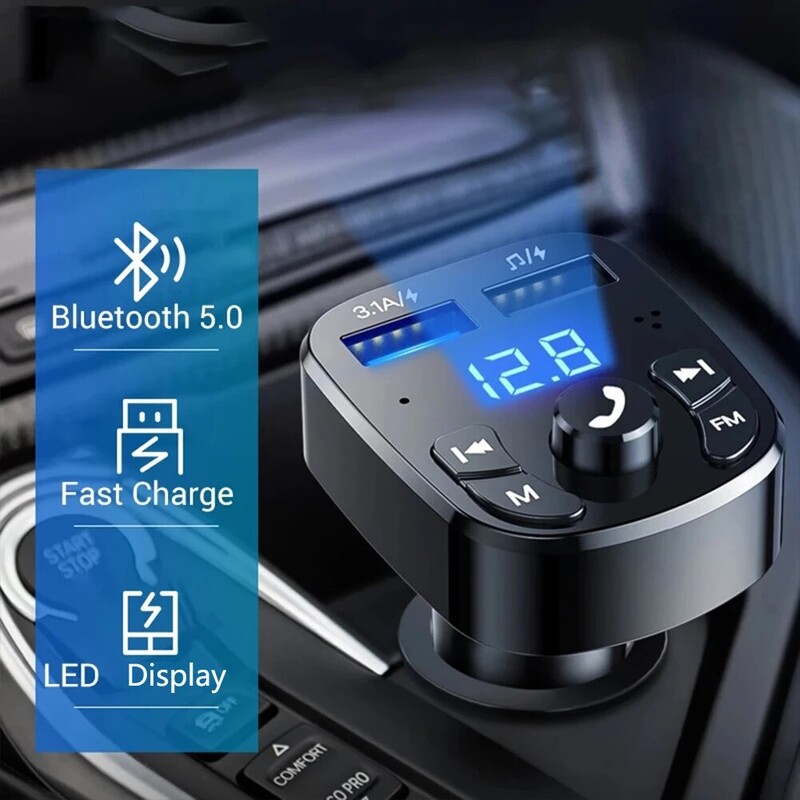 Player Mp3 auto Încărcător rapid USB dublu Receptor Bluetooth FM Compatibil Bluetooth Transmițător FM 5.0 Conexiune USB Flash Drive Kit auto