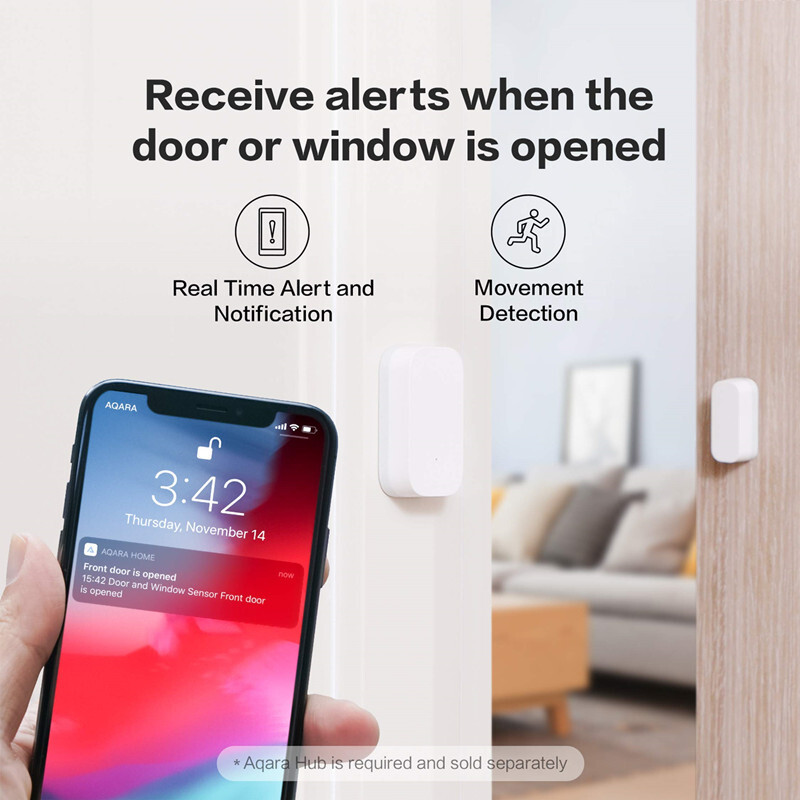 Senzor original Aqara pentru fereastră de ușă ZigBee Conexiune fără fir Senzorul de ușă inteligentă funcționează cu Mi Home HomeKit pentru aplicația Android iOS