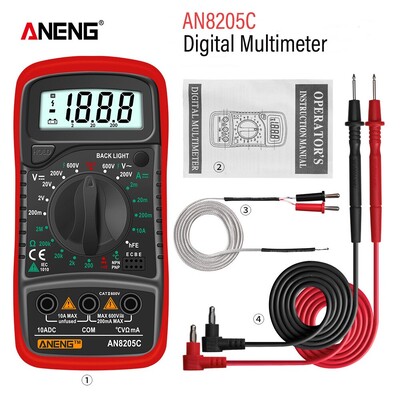 ANENG AN8205C Multimetru digital AC/DC Ampermetru Volt Ohm Multimetro Tester Contor cu termocuplu LCD Iluminare de fundal portabil