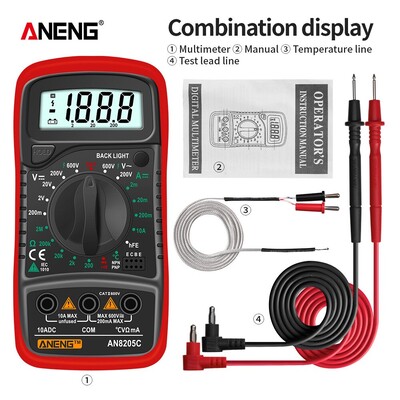 ANENG AN8205C digitaalne multimeeter AC/DC ampermeeter Volt Ohm Multimetro Tester termopaar LCD taustvalgustusega kaasaskantav