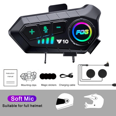 Cască de motocicletă Y10 Cască Stereo Control vocal Bluetooth Apel mâini libere IPX7 Impermeabil 2000mAh Cu lumină ambientală