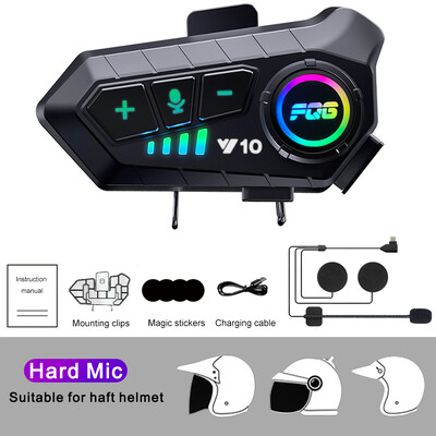 Cască de motocicletă Y10 Cască Stereo Control vocal Bluetooth Apel mâini libere IPX7 Impermeabil 2000mAh Cu lumină ambientală