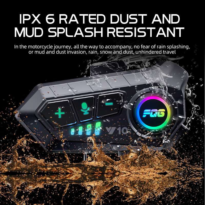 Cască de motocicletă Y10 Cască Stereo Control vocal Bluetooth Apel mâini libere IPX7 Impermeabil 2000mAh Cu lumină ambientală