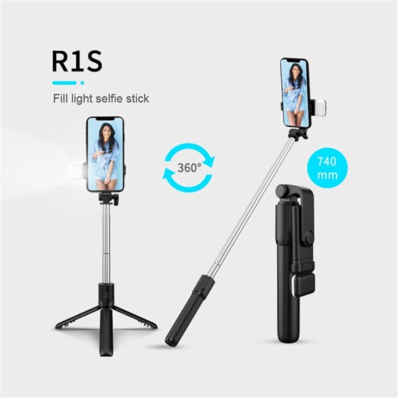 Mobiiltelefoni Selfie Sticki statiivi Bluetooth-kaugjuhtimispult juhtmevaba Selfi Sticki telefonihoidja alus Beauty täitevalgustusega telefoni jaoks