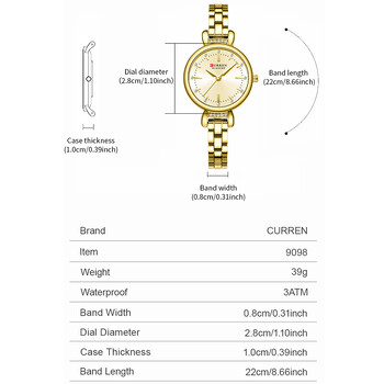 CURREN-Елегантен часовник за жени, луксозен и изискан, 28 мм циферблат с блестящ кристал, кварцов ръчен часовник, нов